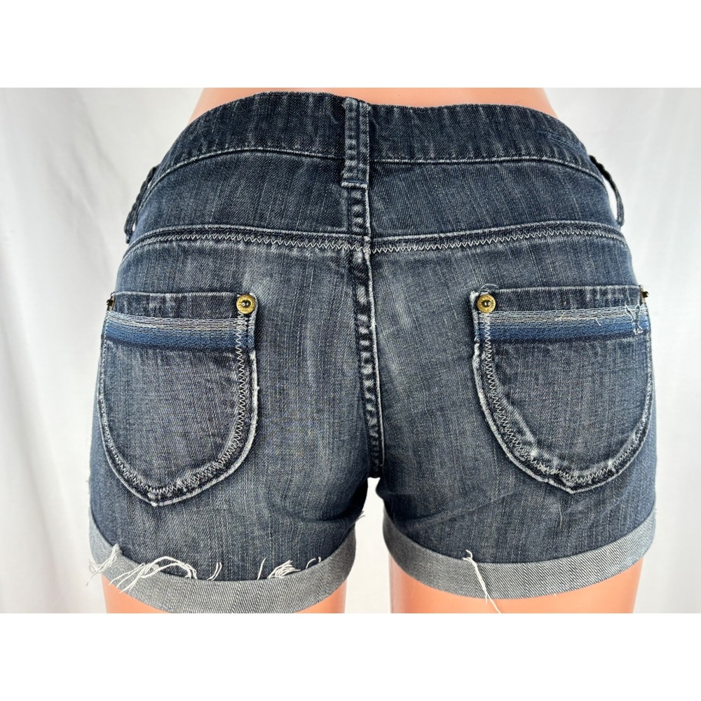 American Eagle Low Rise Cuffed Jean Shorts Women's Dark Wash 100% Cotton 30x2.5 - Picture 12 of 15